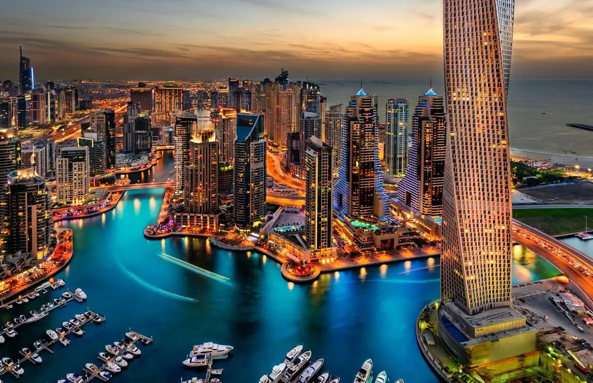 Dubai skyline at night