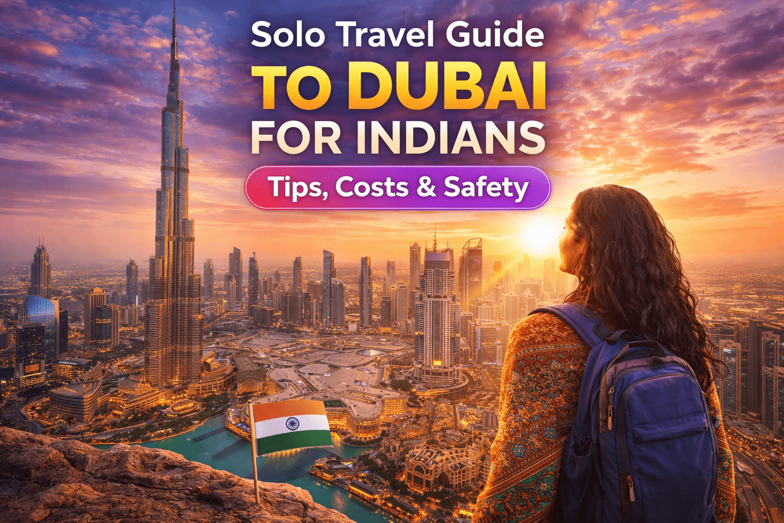 solo travel dubai for indians with burj khalifa skyline sunset travel guide tips costs safety
